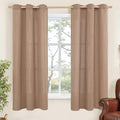 Mocha Brown Linen Semi Sheer Curtains 42X63 Inch Length by YoungsTex