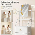 HIGDBFE 4-Drawer Dresser with Mirror, Vanity with 2-Tier Shelves, Fabric Chest - Image 4