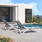 PURPLE LEAF Patio Chaise Lounge Chair Set of 3 Outside Aluminum Plastic - Image 3