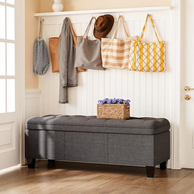 YESHOMY 47 Inches Ottoman with Storage, Storage Bench with Legs, Ottomans by SearchallYESHOMY