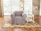 SureFit Cotton Duck Armchair Box Cushion One Piece Slipcover, Chair Cover - Image 2