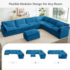 ROWHY 150'' Cloud Modular Sectional Sofa, 7 Seater Sectional Sofa Corduroy - Image 6