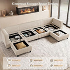 Belffin U Shaped Sectional Sofa Couch Convertible 6 Seater Corduroy Couch - Image 3
