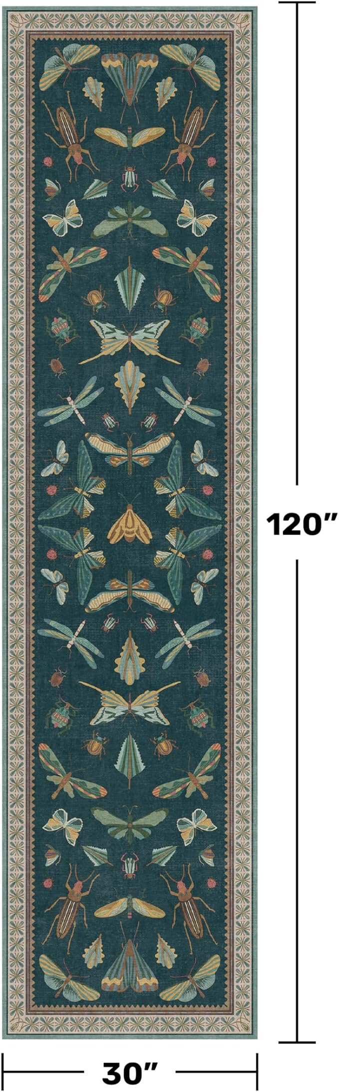 Green Runner Rug 2'6"x10', Washable Boho Hallway Carpet - Image 2