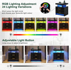 Nightstand with Wireless Charging Station, Smart Night Stand with 2 Drawers - Image 4