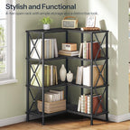 HOOBRO Corner Bookshelf, 4-Tier L-Shaped Bookcase, Industrial Open Display - Image 7