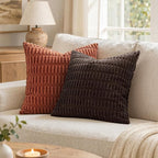 MIULEE Euro Sham Corduroy Decorative Throw Pillow Covers 24x24 Dark Brown | - Image 3