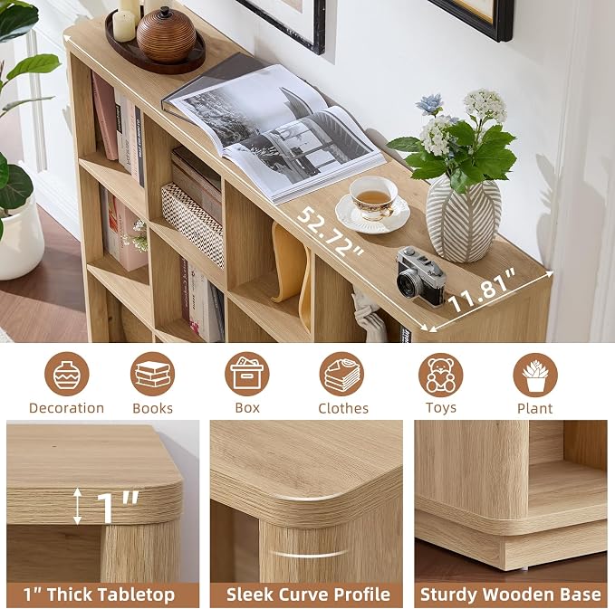 Joaxswe 12 Cube Storage Organizer, Wood Floor Standing 3-Tier Cubby Bookcase - Image 4