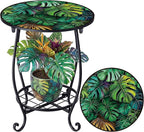 Cinnvoice Outdoor Side Table Round Small Mosaic Patio Accent Indoor End Plant by Cinnvoice