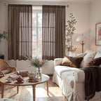 BGment Brown Linen Curtains 48 Inch Length - Image 2