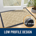 OLANLY Front Door Mat Outside 59x34, All-Season Absorbent Rubber Doormat | Beige - Image 4