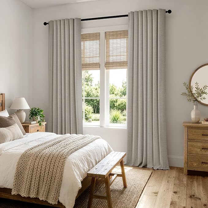 MIULEE 100% Blackout Linen Curtains 42 x 84 Inch Pebble Taupe 2 Panels | - Image 8