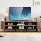86.6" TV Stand with Power Outlet, Mid-Century Modern Television Stand, Fluted - Image 5