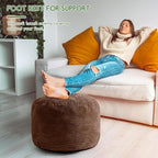 HIGOGOGO Round Stuffed Pouf Ottoman, Corduroy Poufs - Image 4
