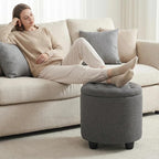 Furniliving 19 Inch Storage Round Ottoman, Footstools - Image 10