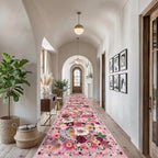 Floral Hallway Runner Rug for Bedroom Kitchen 2'6"x14' | Rubber Backing; Non by WelcometoBabovid