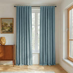 NICETOWN 100% Blackout Skylark Blue Linen Curtains 90" Length by NICETOWN