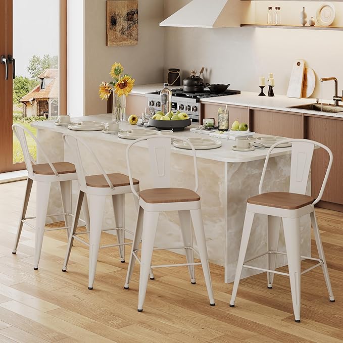 Andeworld Metal Bar Stools Set of 2, 26 inch Counter Height Barstools - Image 6