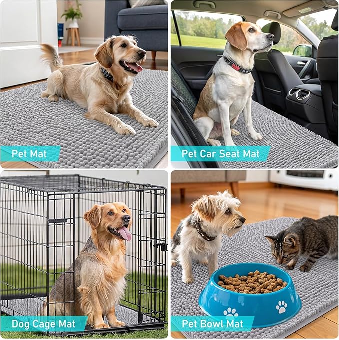 OLANLY Dog Door Mat for Muddy Paws 40x32, Super Absorbent Chenille Mud Mat | - Image 7