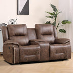 EBELLO Faux Leather Manual Recliner Loveseat, 2 Seater Reclining Sofa Chair - Image 7