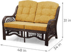 Malibu Lounge Loveseat Sofa Natural Rattan Wicker Handmade Design - Image 2