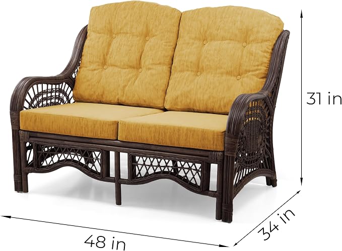 Malibu Lounge Loveseat Sofa Natural Rattan Wicker Handmade Design - Image 2
