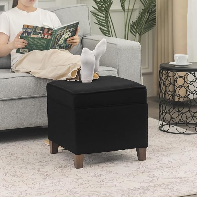 Adeco 17.5" Square Fabric Ottoman - Image 4