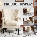Modern Faux Leather Accent Chair, Upholstered Mid-Century Armchair - Image 9