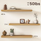Oak Floating Shelves 48Inch Long, 12 Inch Deep Floating Shelves - Image 3
