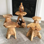UKN Cedar Roots Naturally Shaped Mushroom Stool Side Table Stand Natural Cabin - Image 2