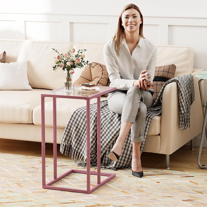 C Shaped End Table Set of 2, Small Side Couch Sofa Tables - Image 6