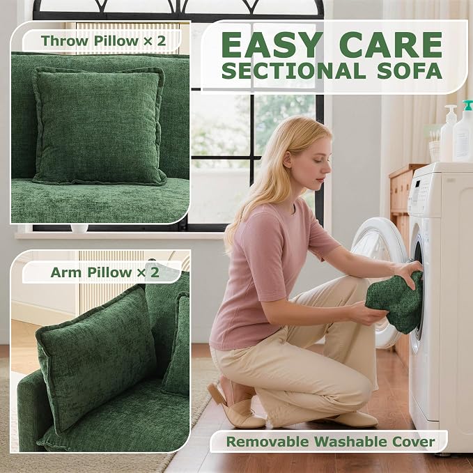 78" Modular Sectional Sofa, Cloud Couch Loveseat Sofa, Deep Seat Washable - Image 6