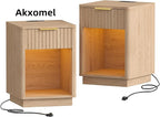 Akxomel Fluted Nightstands Set of 2, Wooden Night Stand - Image 9