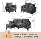 4 Piece Modern Corduroy Sofa Set, L-Shaped Sectional Couch - Image 2