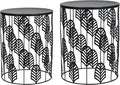 Homebeez Nesting End Tables Set of 2, Round Black Side Table by Homebeez