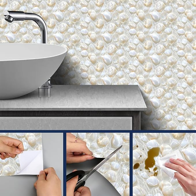 HOMETITUTE Pearl Pattern Wallpaper Peel and Stick Self Adhesive Vinyl Wall - Image 8