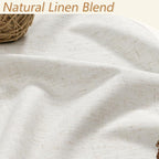 Beige White 100% Blackout Linen Curtains 126 Inch Length 2 Panels Set - Image 3