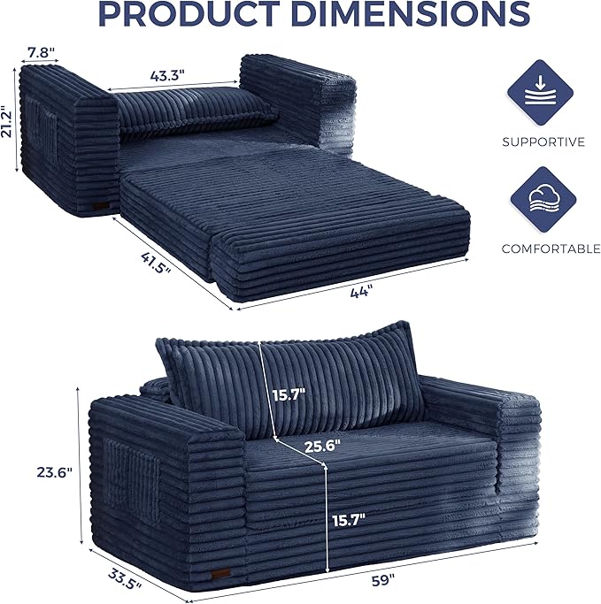 MAXYOYO Convertible Sofa Bed, 2 in 1 Folding Couch Bed - Image 2