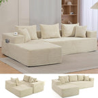 105'' Modular L-Shaped Boneless Sectional, Corduroy Deep Seat Cloud Sectional by WENTUM