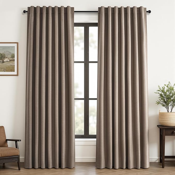Topfinel 86 Inch Blackout Linen Curtains - Image 2