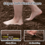 5x7 Fluffy Shag Area Rugs for Living Room Bedroom: Soft Plush Carpet Brown | - Image 5
