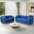 DAMAIFROM Luxury Velvet Couch Set Blue and Gold Sofa, Mid Century Modern by DAMAIFROMFURNITURE