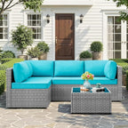 JAMFLY 5-Piece Patio Furniture Set, All-Weather Wicker Outdoor Sectional Sofa - Image 3