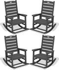 SERWALL Outdoor Rocking Chair Set of 4, Oversized HDPE Patio Rocking Chair by SERWALL