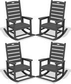 SERWALL Outdoor Rocking Chair Set of 4, Oversized HDPE Patio Rocking Chair by SERWALL