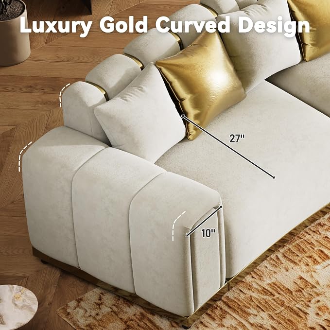 145" Oversized Velvet Chesterfield Sectional Couches - Image 7