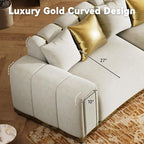 Oversized Luxury Chesterfield Sofa Set Velvet Beige and Gold Couch - Image 7