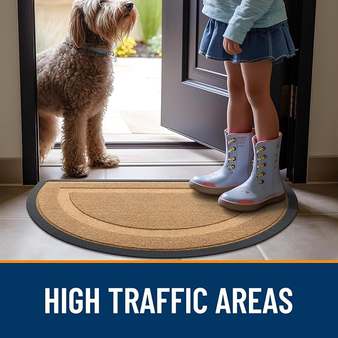 OLANLY Half Circle Front Door Mat Outside 47x23 All-Season Rubber Doormat | - Image 6