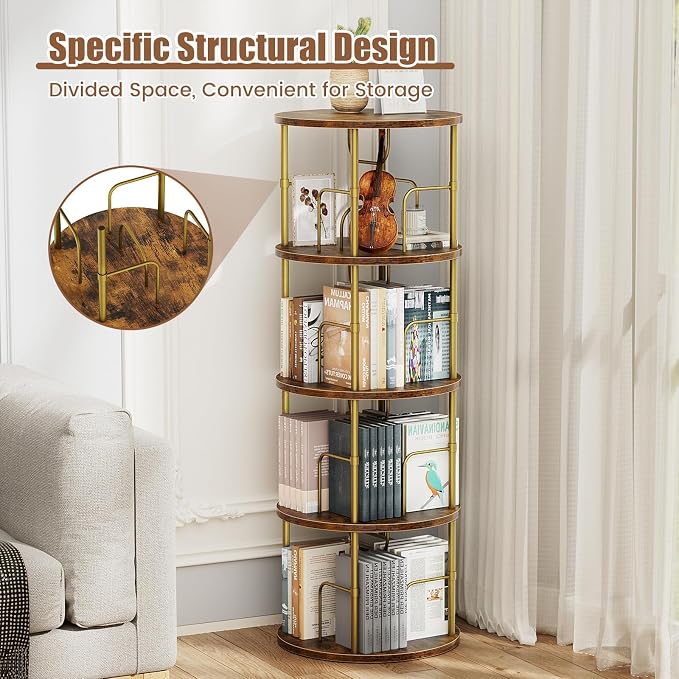 ALLSTAND Rotating Bookshelf, 4 Tier Spinning Bookshelf Tower, 360° Display - Image 3