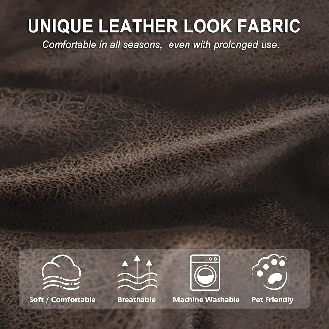 ANARACHON Leather Look Recliner Couch Cover, 8-Pieces Stretch Recliner Sofa - Image 4